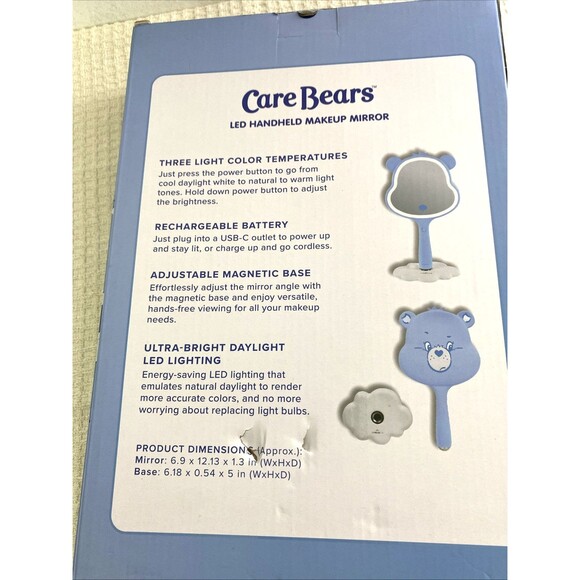 Care Bears Led Handheld Makeup Mirror Grumpy Bear Blue White Vanity - Picture 7 of 12